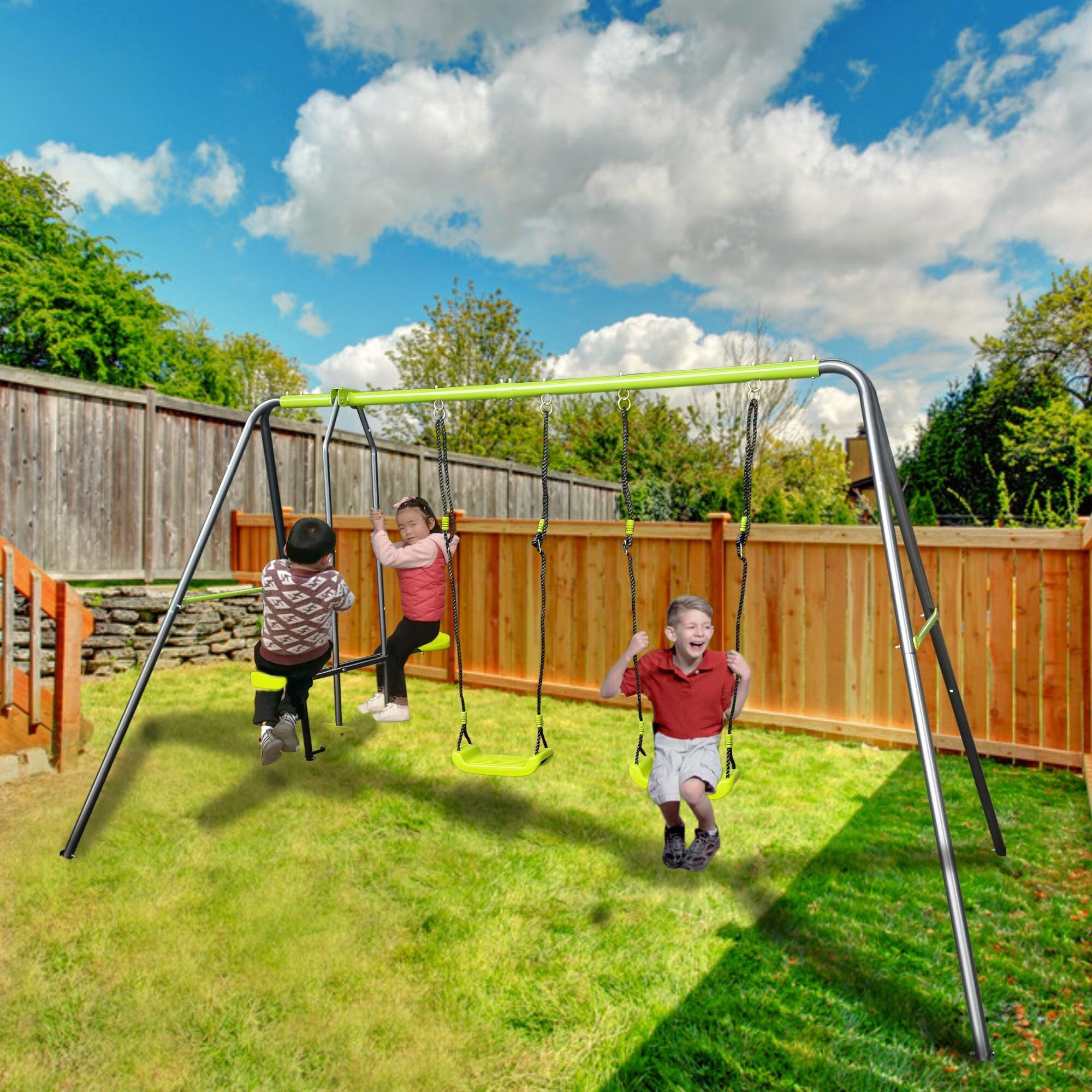 Lime Green Interesting with Plastic Safe Swing Set 440lbs for
